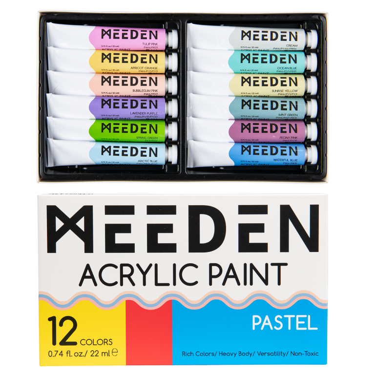 Sada akrylových barev Meeden 12x22ml pastelové odstíny