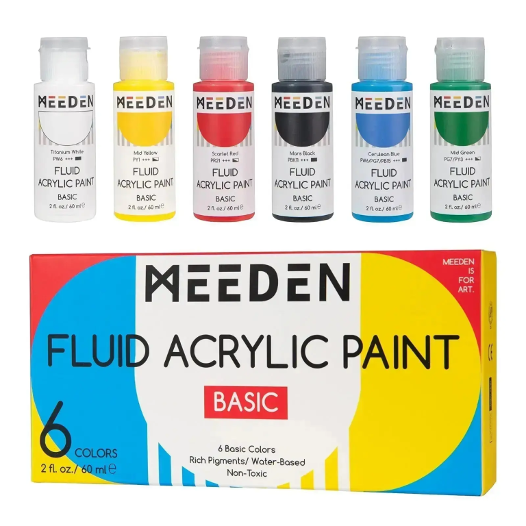 Sada tekutých akrylových barev Meeden Fluid 6x60ml