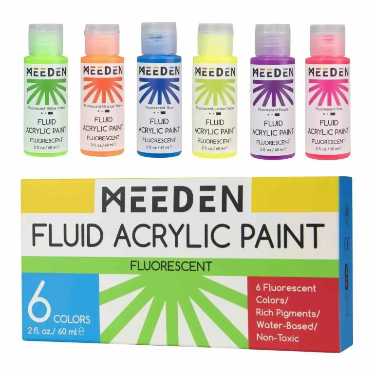 Sada tekutých akrylových barev Meeden Fluid 6x60ml fluorescentní
