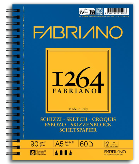 Skicák Fabriano Schizzi 1264 90g A5 long side