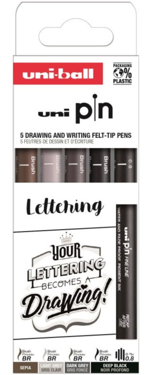 Sada linerů Uni Pin 5ks Lettering