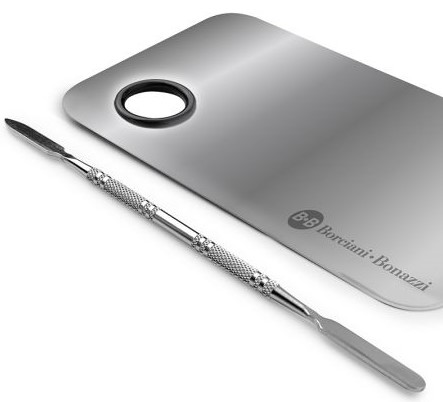 Nerezová obdélníková paleta se špachtlí malá 115x76mm