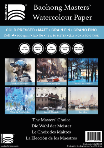 Akvarelový papír Baohong Masters v roli 300g CP 1,35x10m