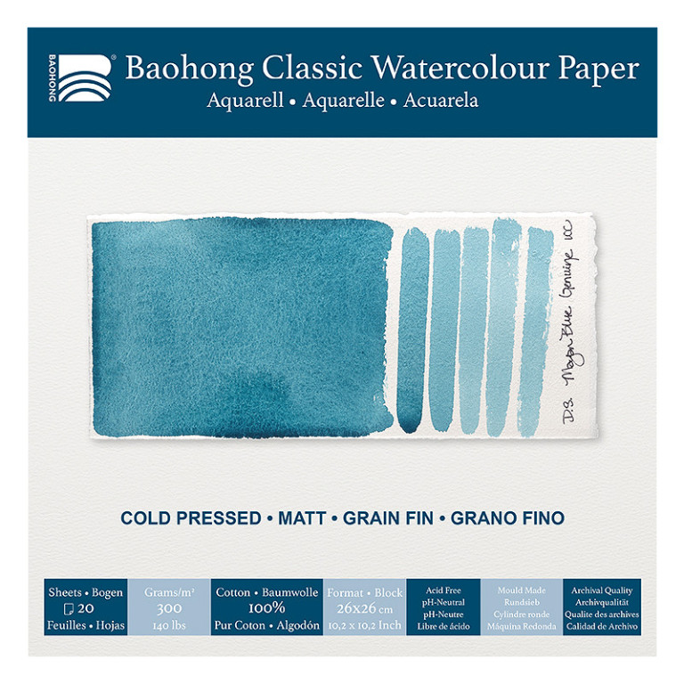 Akvarelový blok Baohong Classic 26x26cm cold pressed 300g
