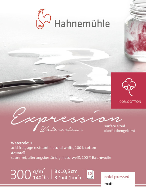 Akvarelový blok HHM Expression 8x10,5cm 300g CP 100% bavlna