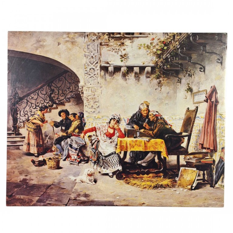 Obraz reprodukce 40x50cm – F. Perez, Courtyard Scene