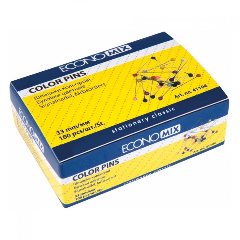 Špendlíky barevné 33mm, balení 100ks