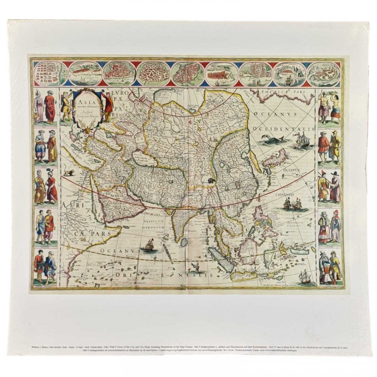 Obraz reprodukce 42x45cm – Map of Asia from 1662