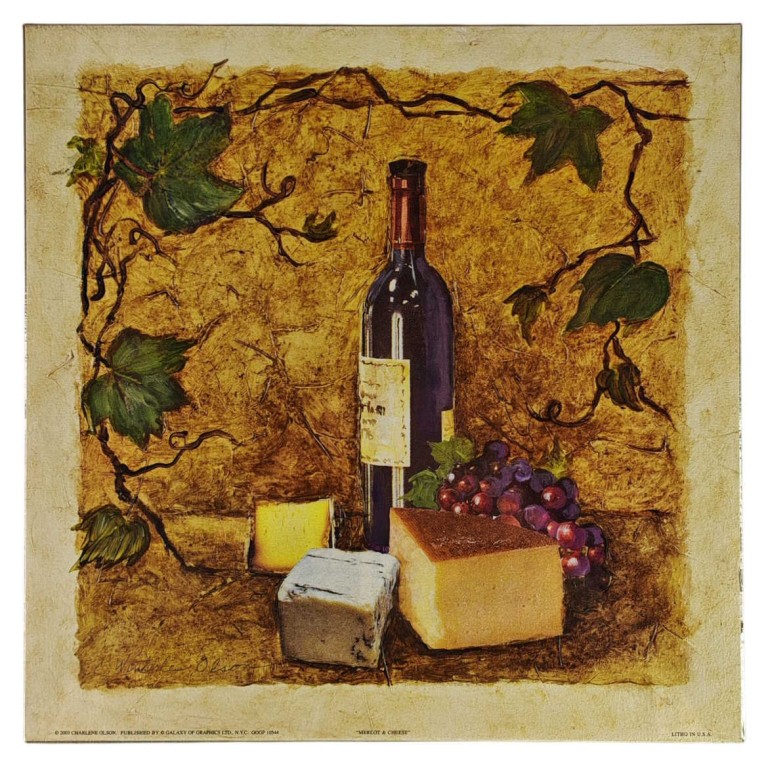 Obraz reprodukce 30x30cm – Merlot & Cheese