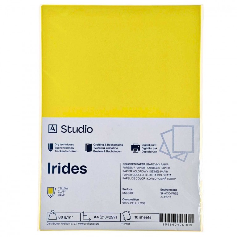 Barevný papír A4 80g Irides – žlutý 10 listů