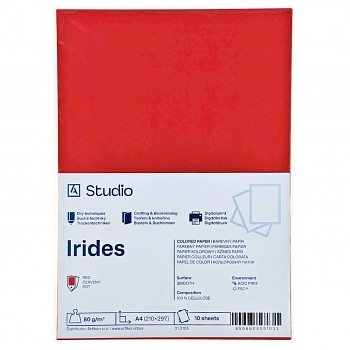Barevný papír A4 80g Irides – Červený 10 listů