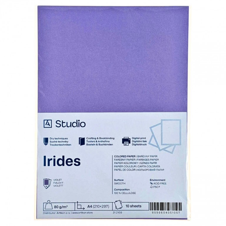 Barevný papír A4 80g Irides – fialový 10 listů