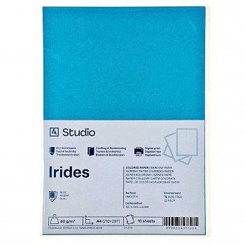 Barevný papír A4 80g Irides – Modrý 10 listů