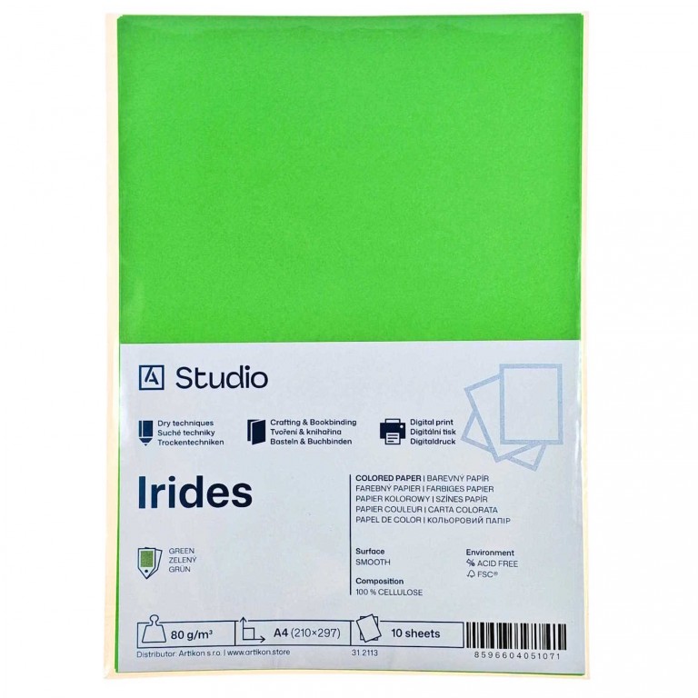 Barevný papír A4 80g Irides – zelený 10 listů