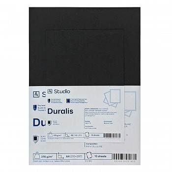 Černý karton Duralis 370g A3, 10 listů