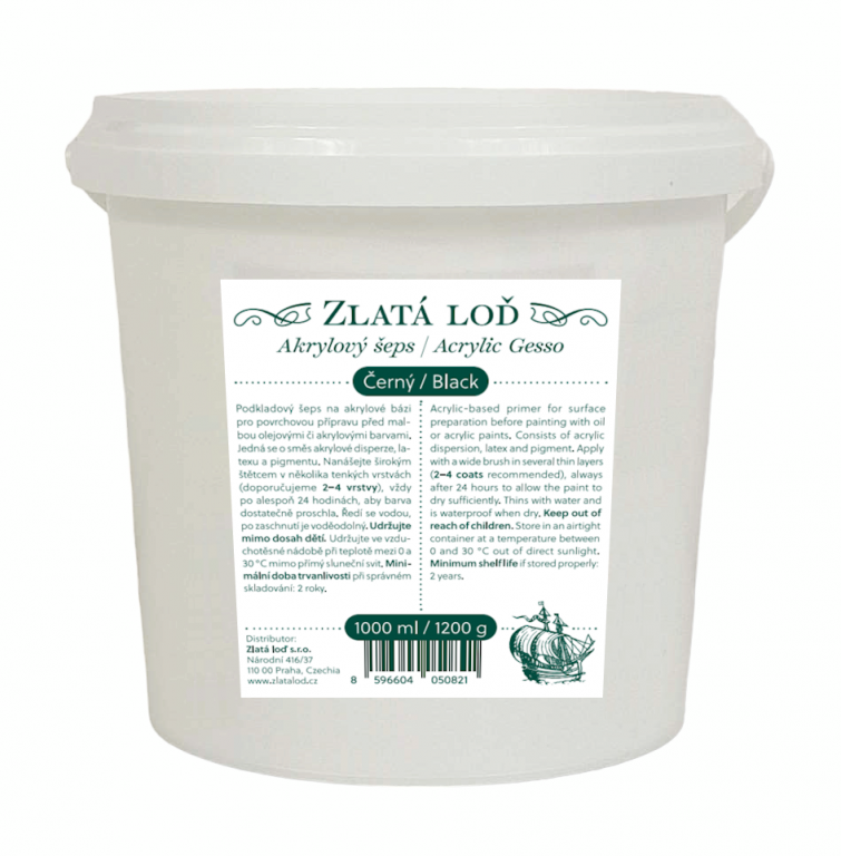 Černý akrylový šeps Zlatá loď 1000ml / 1200g
