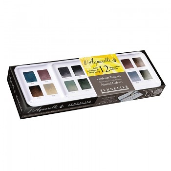 Sada akvarelových barev Sennelier 12+12ks – Neutral