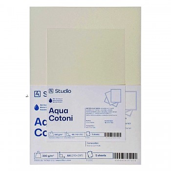 Akvarelový papír Aqua Cotoni 300g A3, 5 listů