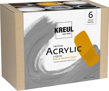 Sada akrylových barev Kreul Triton 6x750ml – Neutral Colors