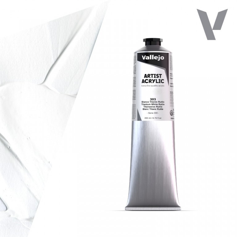 Akrylová barva Vallejo Artist 200ml – 303 Titanium White Rutile