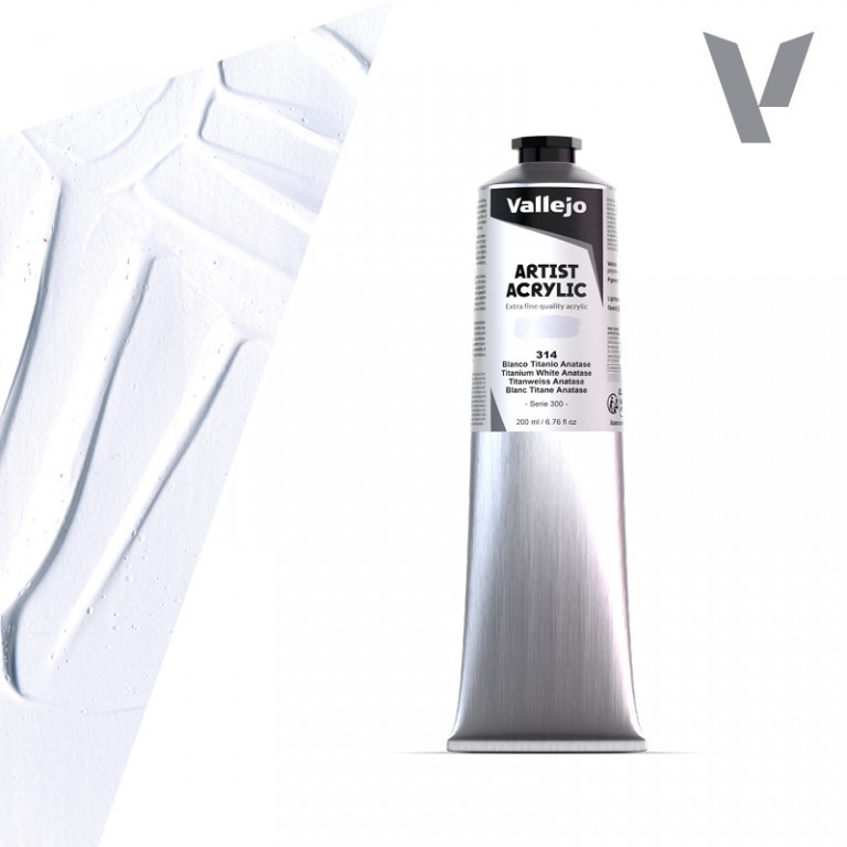 Akrylová barva Vallejo Artist 200ml – 314 Titanium White Anatase