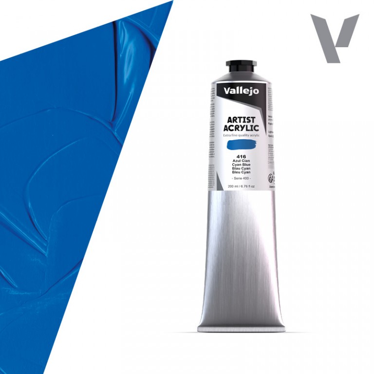 Akrylová barva Vallejo Artist 200ml – 416 Cyan Blue