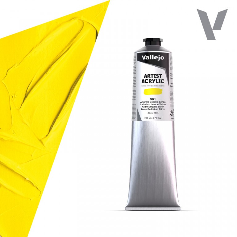 Akrylová barva Vallejo Artist 200ml – 501 Cadmium Lemon Yellow
