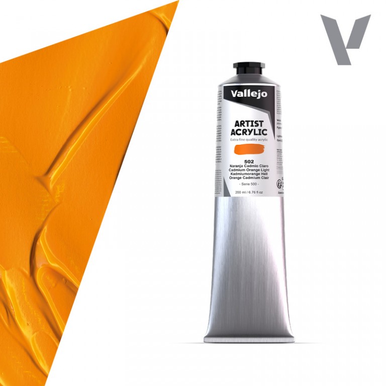 Akrylová barva Vallejo Artist 200ml – 502 Cadmium Orange Light
