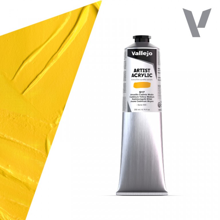 Akrylová barva Vallejo Artist 200ml – 517 Cadmium Yellow Medium