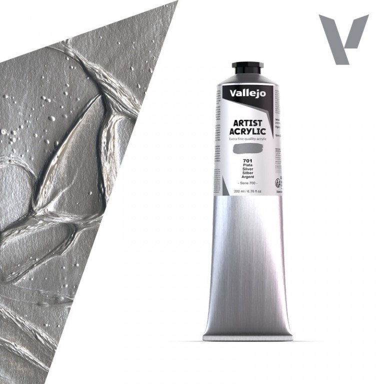 Akrylová barva Vallejo Artist 200ml – 701 Silver