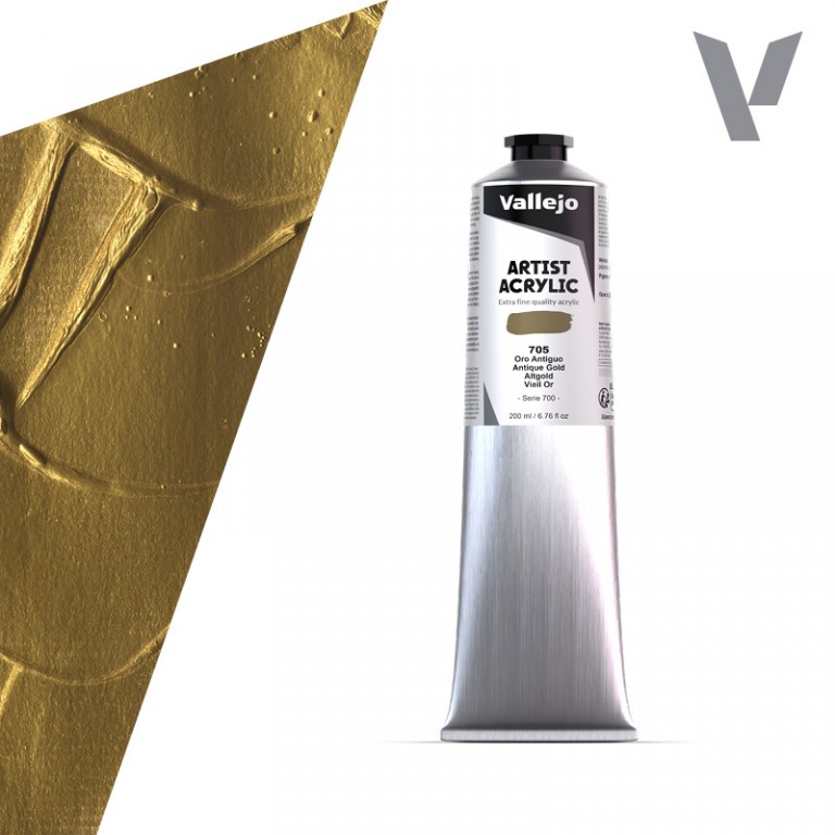 Akrylová barva Vallejo Artist 200ml – 705 Antique Gold