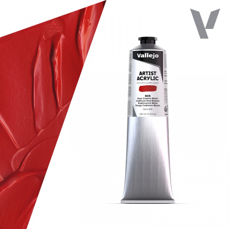 Akrylová barva Vallejo Artist 200ml – 805 Cadmium Red Medium