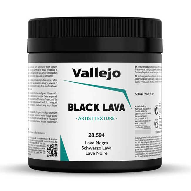 Černá pasta Vallejo Black Lava 500ml