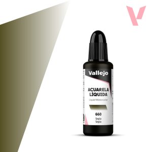Tekutá akvarelová barva Vallejo 32ml – 660 Sepia