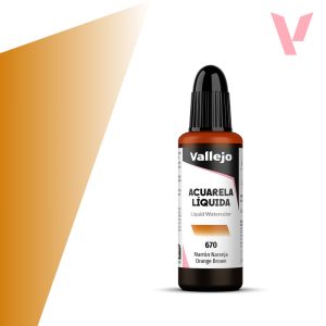 Tekutá akvarelová barva Vallejo 32ml – 670 Orange Brown