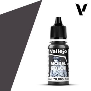 Modelářská barva Vallejo 18ml – 865 Oily Steel (Metallic)