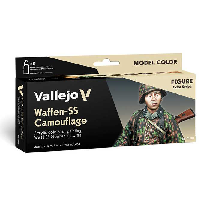 Sada modelářských barev Vallejo 8x18ml – WaffenSS Camouflage by Jaume Ortiz