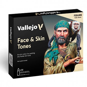Sada modelářských barev Vallejo 16x18ml – Face & Skin Tones