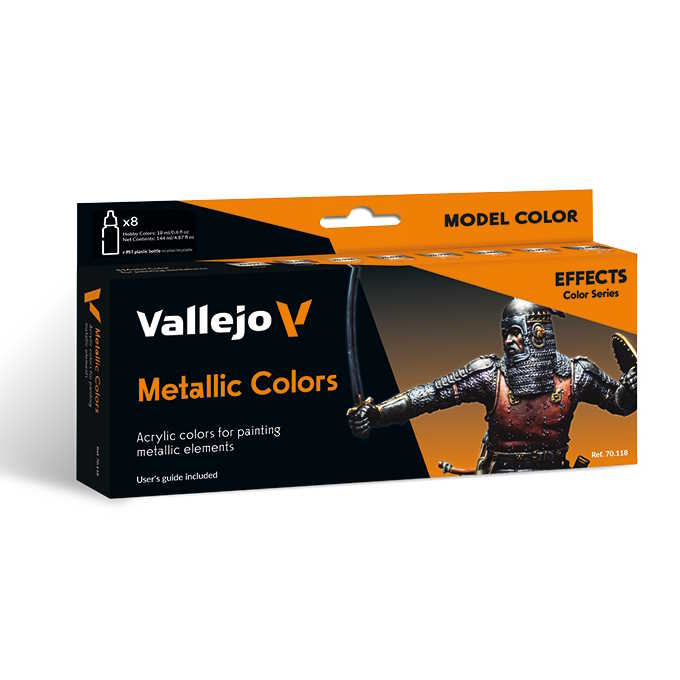 Sada modelářských barev Vallejo 8x18ml – Metallic Colors