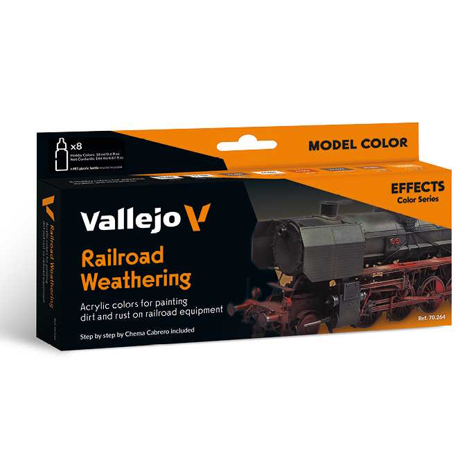 Sada modelářských barev Vallejo 8x18ml – Railroad Weathering by Chema Cabrero