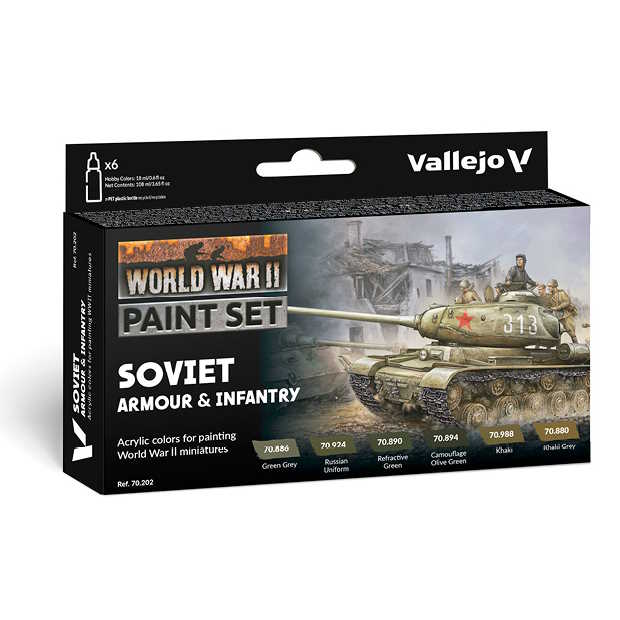 Sada modelářských barev Vallejo 6x18ml – Soviet Armour & Infantry