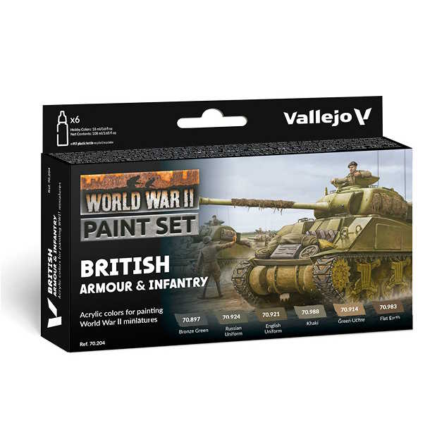 Sada modelářských barev Vallejo 6x18ml – British Armour & Infantry