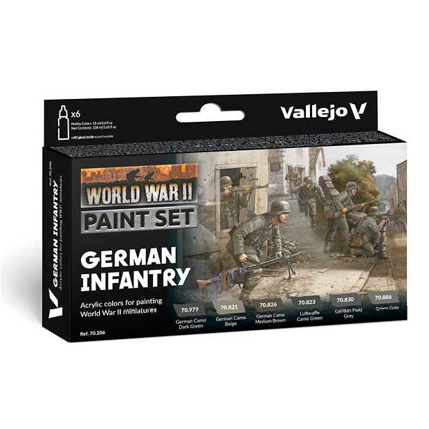 Sada modelářských barev Vallejo 6x18ml – German Infantry