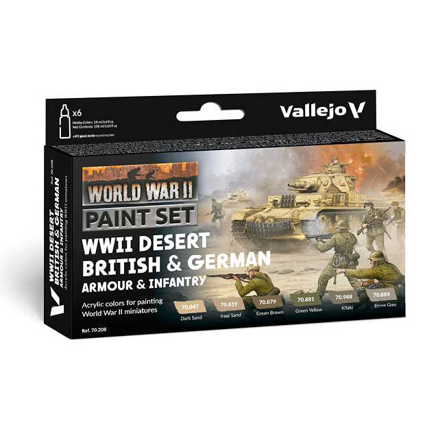 Sada modelářských barev Vallejo 6x18ml – Desert British & German Armour & Infantry