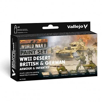 Sada modelářských barev Vallejo 6x18ml – Desert British & German Armour & Infantry