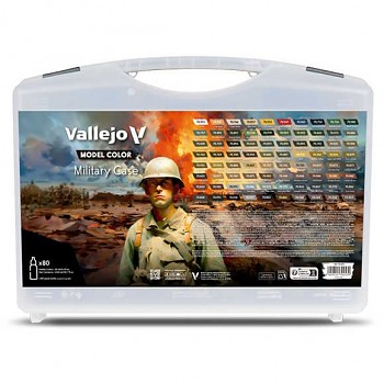 Velký kufřík modelářských barev Vallejo – 80x18ml Military Case