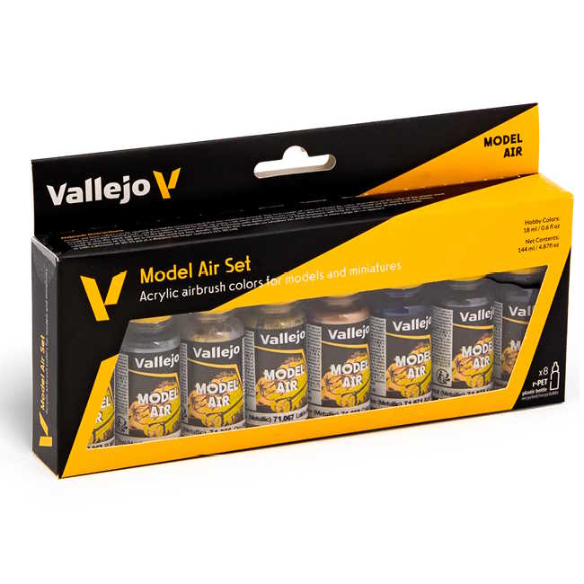 Sada barev pro airbrush Vallejo 8x18ml – Metallic Colors