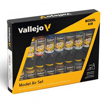 Sada barev pro airbrush Vallejo 16x18ml – Basic Colors
