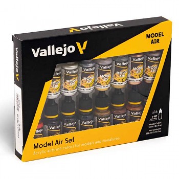 Sada barev pro airbrush Vallejo 16x18ml – Metallic Effects