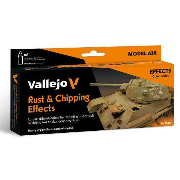 Sada barev pro airbrush Vallejo 8x18ml – Rust & Chipping Effects